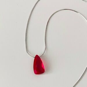 Sterling Silver Necklace with Red Quartz Teardrop Pendant